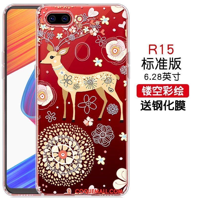 Étui Oppo R15 Délavé En Daim Tout Compris Téléphone Portable, Coque Oppo R15 Rouge Fluide Doux