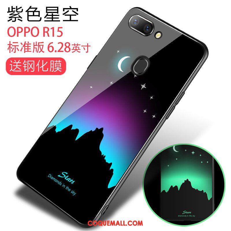 Étui Oppo R15 Incassable Verre Délavé En Daim, Coque Oppo R15 Bleu Lumineuses