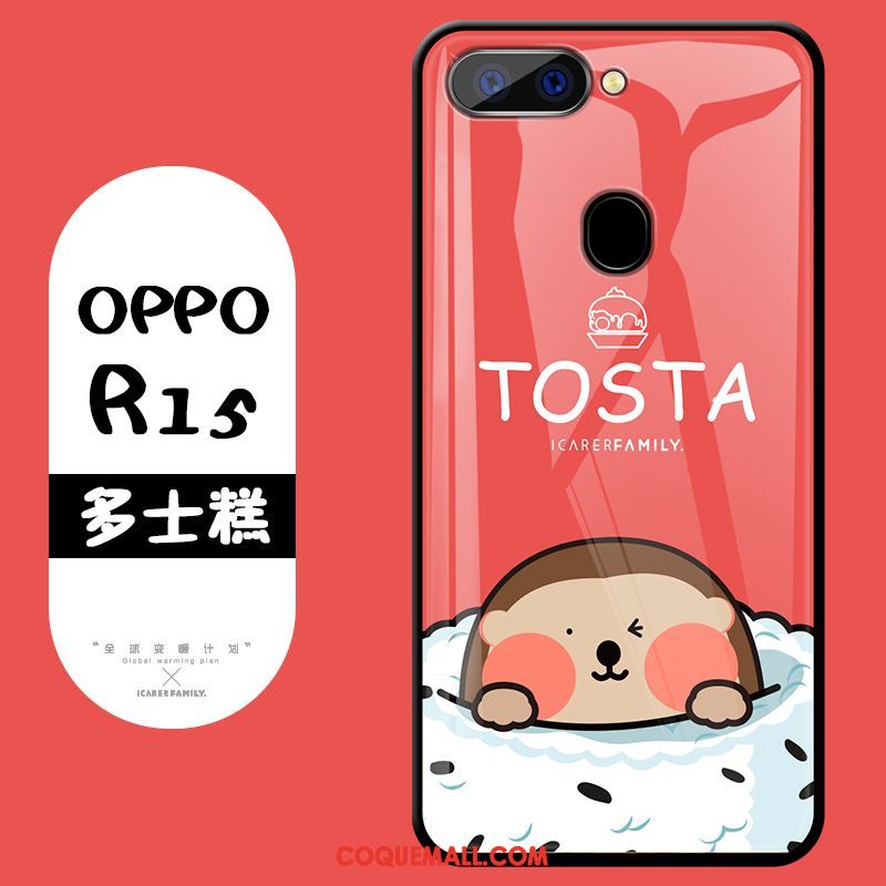 Étui Oppo R15 Jaune Tendance Incassable, Coque Oppo R15 Verre Dessin Animé