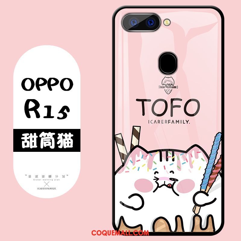 Étui Oppo R15 Jaune Tendance Incassable, Coque Oppo R15 Verre Dessin Animé