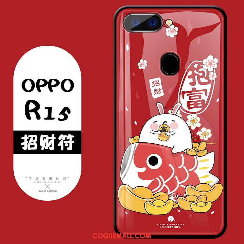 Étui Oppo R15 Jaune Tendance Incassable, Coque Oppo R15 Verre Dessin Animé