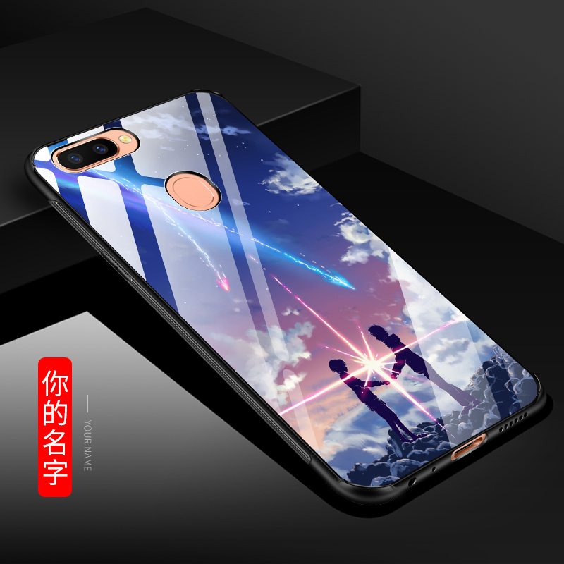 Étui Oppo R15 Pro Bleu Verre Incassable, Coque Oppo R15 Pro Tout Compris Silicone