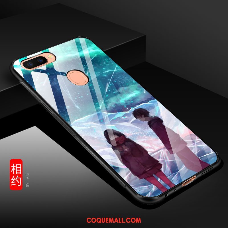 Étui Oppo R15 Pro Bleu Verre Incassable, Coque Oppo R15 Pro Tout Compris Silicone