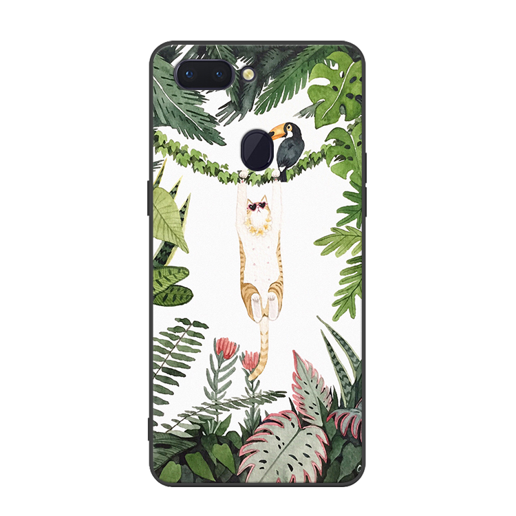 Étui Oppo R15 Pro Dessin Animé Téléphone Portable Vert, Coque Oppo R15 Pro Art Chat