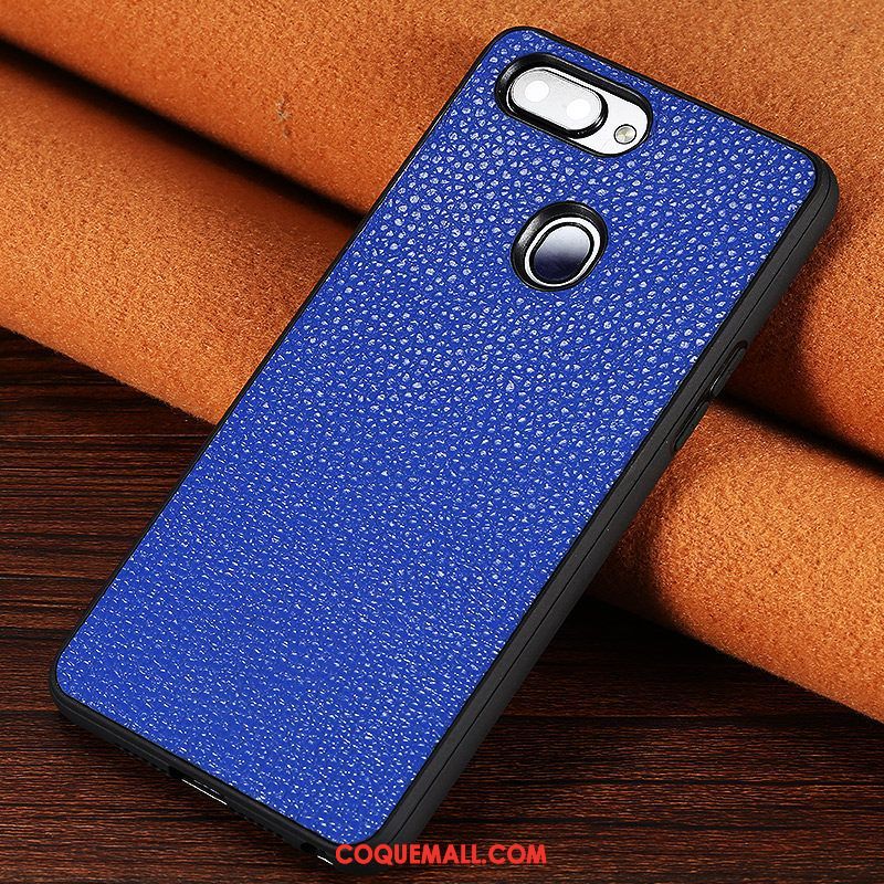 Étui Oppo R15 Pro Incassable Bleu Modèle Fleurie, Coque Oppo R15 Pro Étui En Cuir Litchi