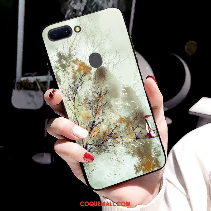 Étui Oppo R15 Pro Style Chinois Vert Téléphone Portable, Coque Oppo R15 Pro Fluide Doux Peinture