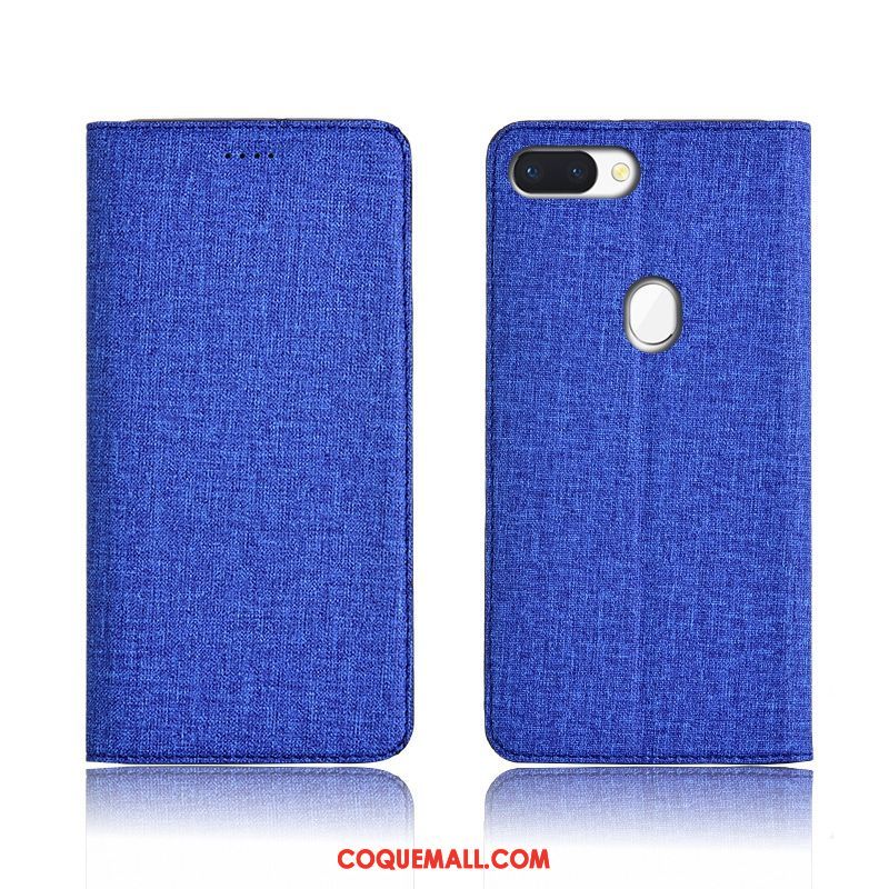 Étui Oppo R15 Pro Tout Compris Étui En Cuir Bleu, Coque Oppo R15 Pro Lin Téléphone Portable