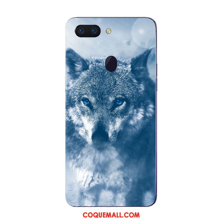 Étui Oppo R15 Pro Téléphone Portable Animal Silicone, Coque Oppo R15 Pro Bleu Marin Loup