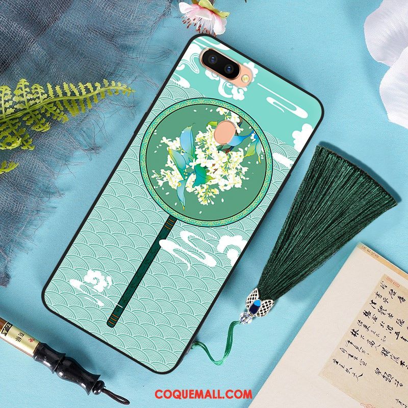 Étui Oppo R15 Pro Vert Incassable À Franges, Coque Oppo R15 Pro Étoile Silicone