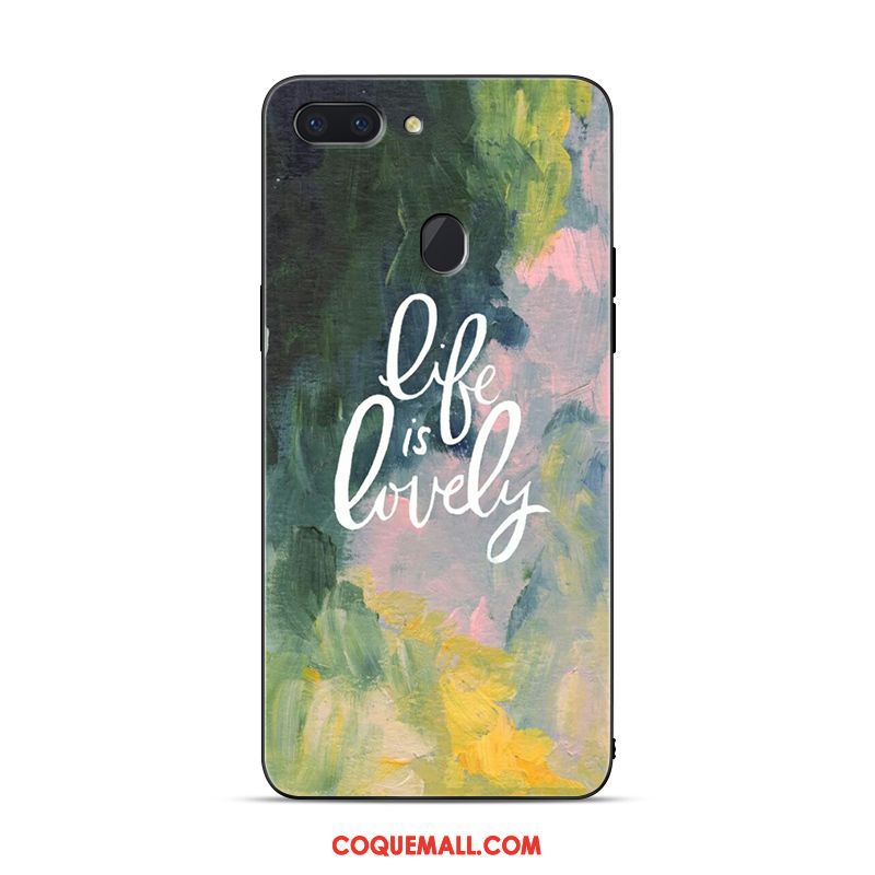 Étui Oppo R15 Rafraîchissant Peinture À L'encre Frais, Coque Oppo R15 Vert Créatif