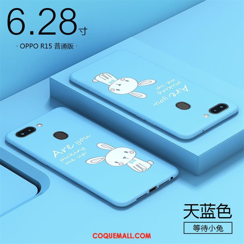 Étui Oppo R15 Tout Compris Délavé En Daim Incassable, Coque Oppo R15 Bleu Silicone