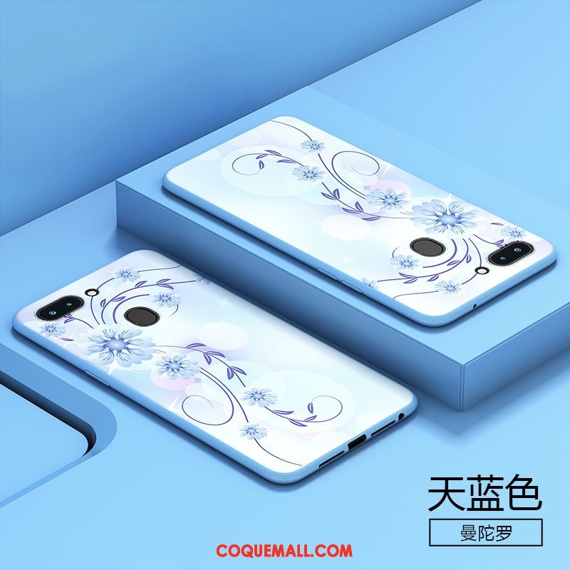 Étui Oppo R15 Tout Compris Délavé En Daim Incassable, Coque Oppo R15 Bleu Silicone