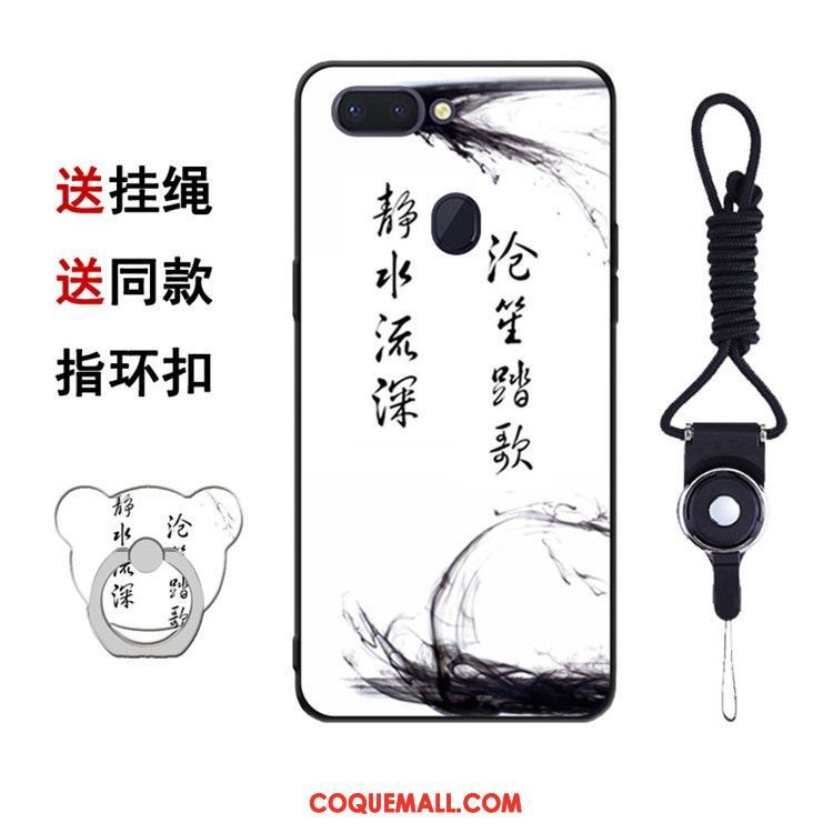 Étui Oppo R15 Téléphone Portable Fluide Doux Peinture À L'encre, Coque Oppo R15 Cou Suspendu Jaune