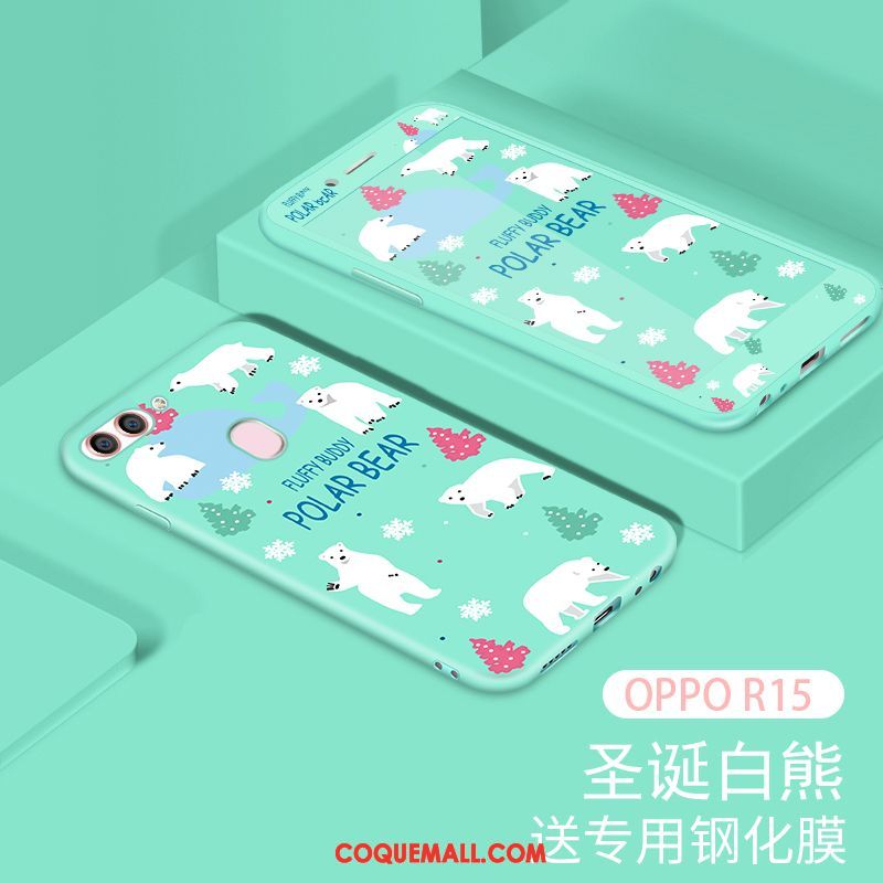 Étui Oppo R15 Vert Charmant Tempérer, Coque Oppo R15 Membrane Téléphone Portable