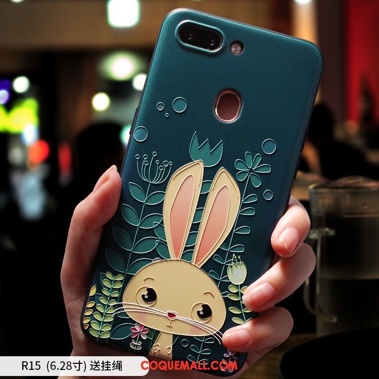 Étui Oppo R15 Vert Dessin Animé Ornements Suspendus, Coque Oppo R15 Téléphone Portable Tendance