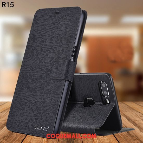 Étui Oppo R15 Étui En Cuir Bleu Incassable, Coque Oppo R15 Téléphone Portable Délavé En Daim