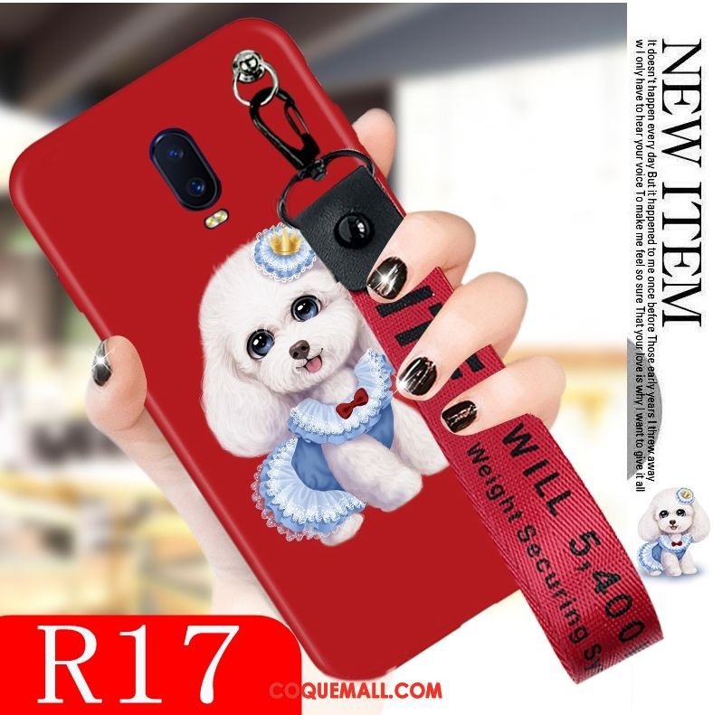 Étui Oppo R17 Créatif Délavé En Daim Charmant, Coque Oppo R17 Rouge Nouveau