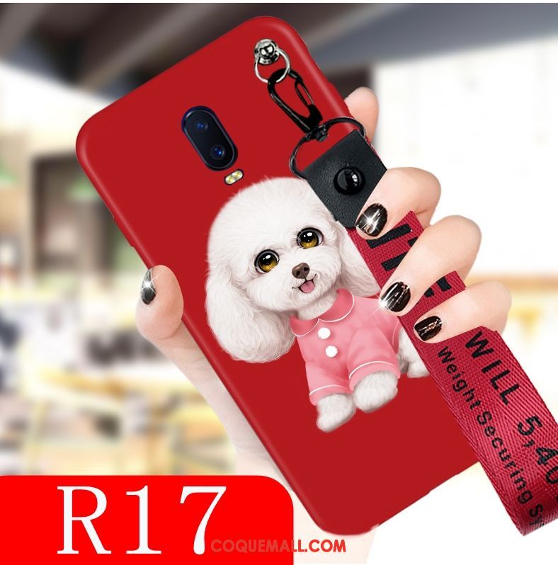 Étui Oppo R17 Créatif Délavé En Daim Charmant, Coque Oppo R17 Rouge Nouveau