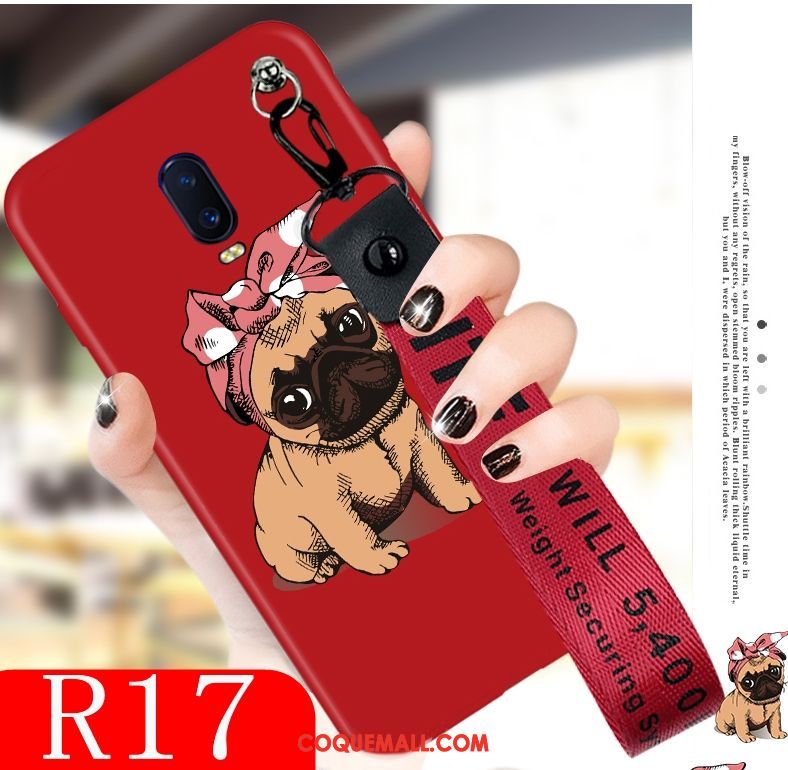 Étui Oppo R17 Créatif Délavé En Daim Charmant, Coque Oppo R17 Rouge Nouveau