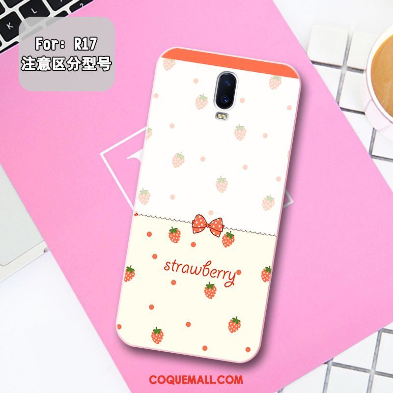 Étui Oppo R17 Fluide Doux Gaufrage Rose, Coque Oppo R17 Frais Silicone