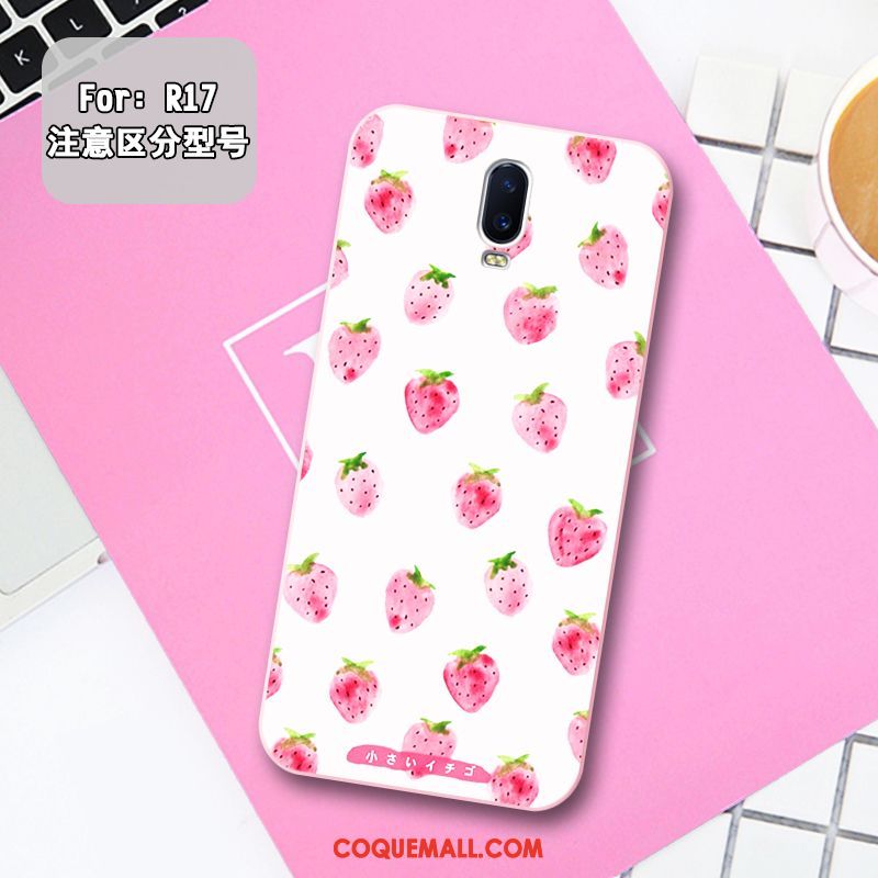 Étui Oppo R17 Fluide Doux Gaufrage Rose, Coque Oppo R17 Frais Silicone