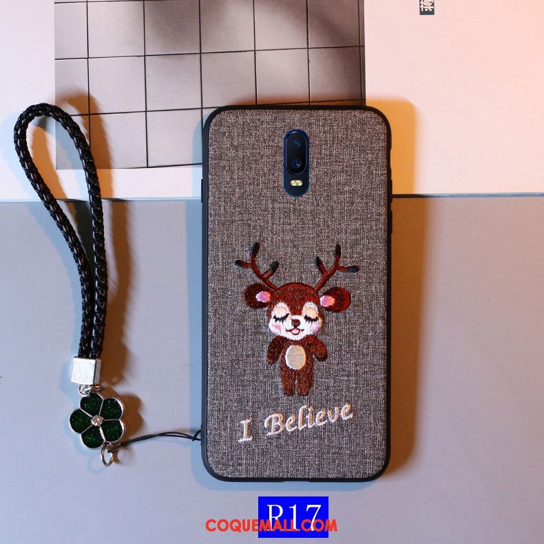 Étui Oppo R17 Fluide Doux Incassable Broderie, Coque Oppo R17 Charmant Dessin Animé