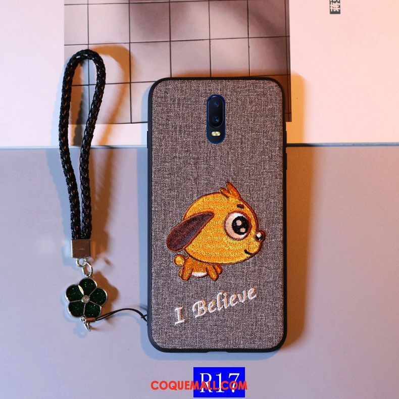 Étui Oppo R17 Fluide Doux Incassable Broderie, Coque Oppo R17 Charmant Dessin Animé