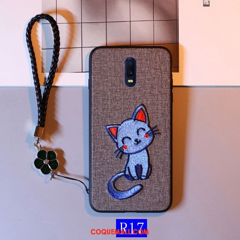 Étui Oppo R17 Fluide Doux Incassable Broderie, Coque Oppo R17 Charmant Dessin Animé