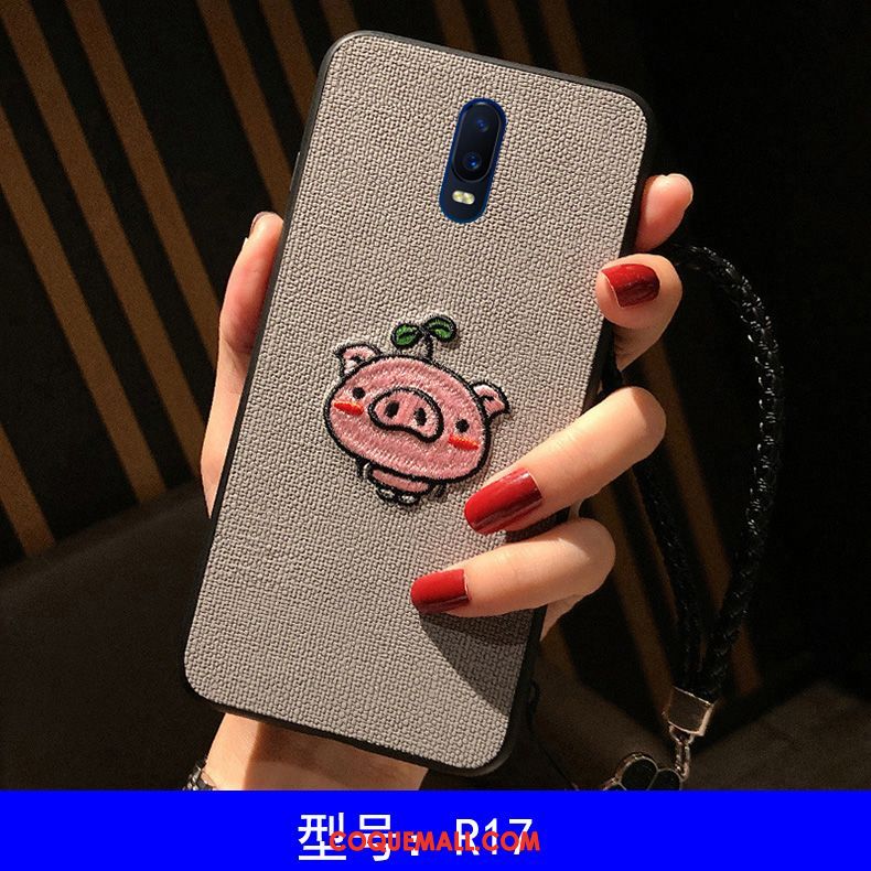 Étui Oppo R17 Fluide Doux Tout Compris Incassable, Coque Oppo R17 Broderie Dessin Animé