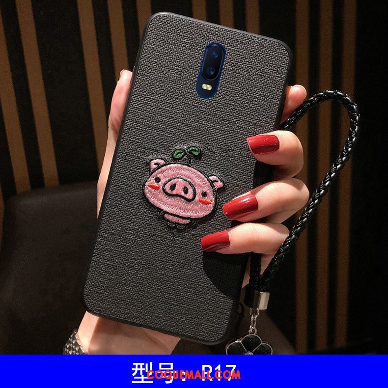 Étui Oppo R17 Fluide Doux Tout Compris Incassable, Coque Oppo R17 Broderie Dessin Animé