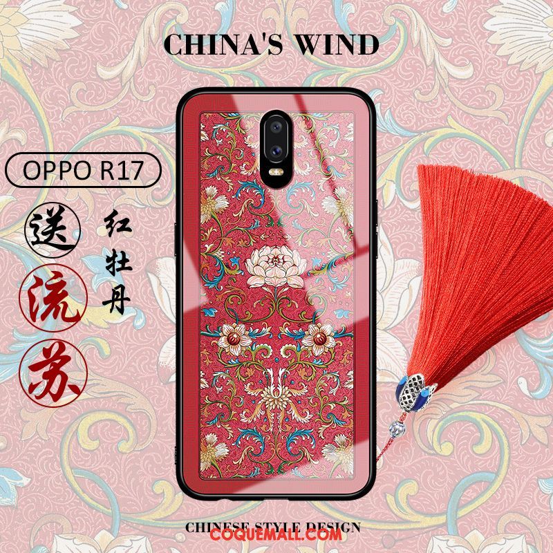 Étui Oppo R17 Incassable Verre Net Rouge, Coque Oppo R17 Tendance Personnalité