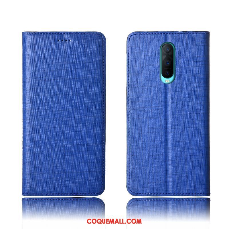 Étui Oppo R17 Pro Clamshell Étui En Cuir Incassable, Coque Oppo R17 Pro Bleu Protection