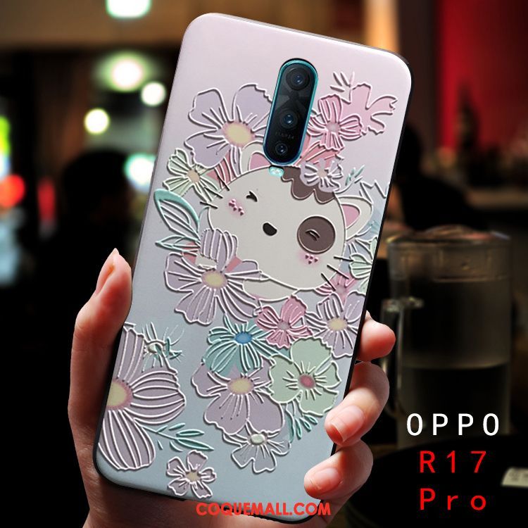 Étui Oppo R17 Pro Créatif Dimensionnel Marque De Tendance, Coque Oppo R17 Pro Délavé En Daim Silicone