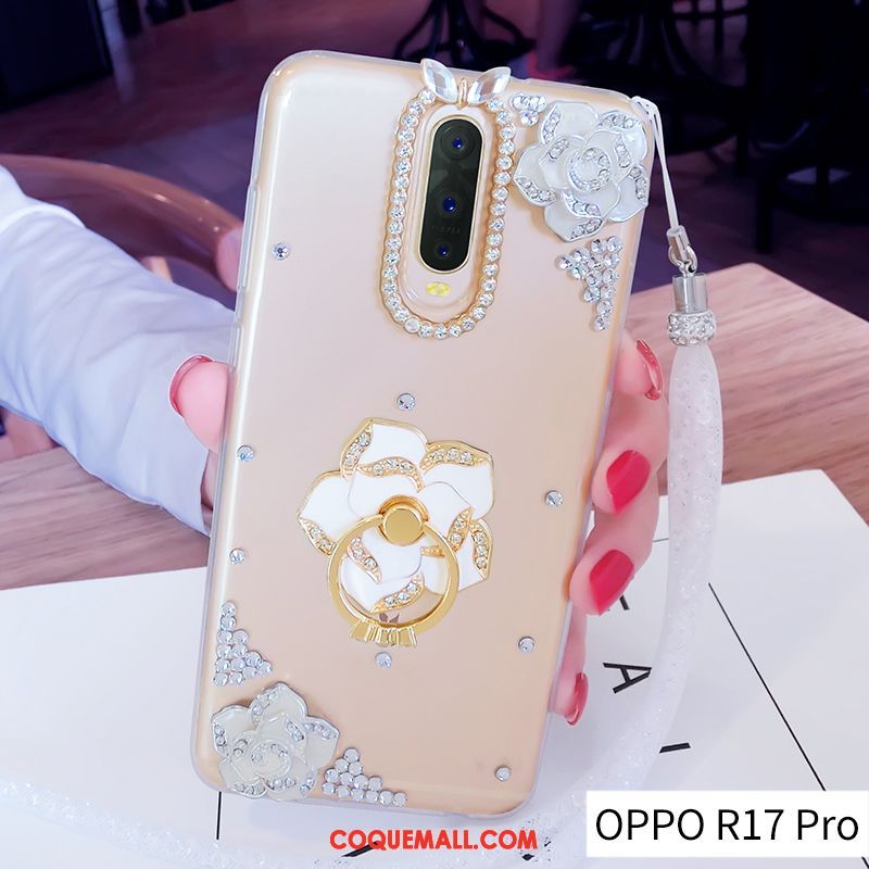 Étui Oppo R17 Pro Fluide Doux Tendance Ornements Suspendus, Coque Oppo R17 Pro Créatif Or