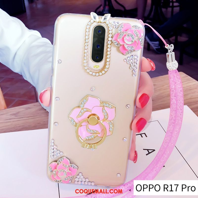 Étui Oppo R17 Pro Fluide Doux Tendance Ornements Suspendus, Coque Oppo R17 Pro Créatif Or