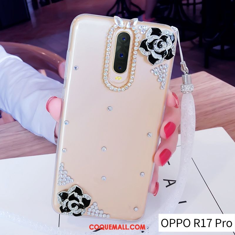 Étui Oppo R17 Pro Fluide Doux Tendance Ornements Suspendus, Coque Oppo R17 Pro Créatif Or