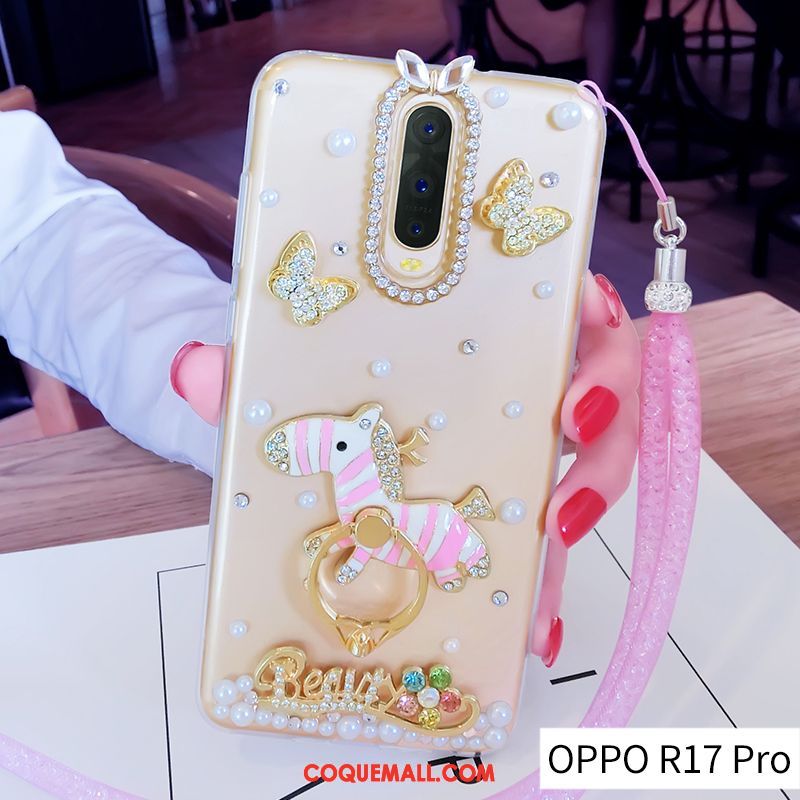 Étui Oppo R17 Pro Fluide Doux Tendance Ornements Suspendus, Coque Oppo R17 Pro Créatif Or