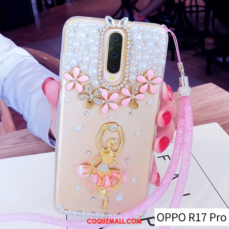 Étui Oppo R17 Pro Fluide Doux Tendance Ornements Suspendus, Coque Oppo R17 Pro Créatif Or