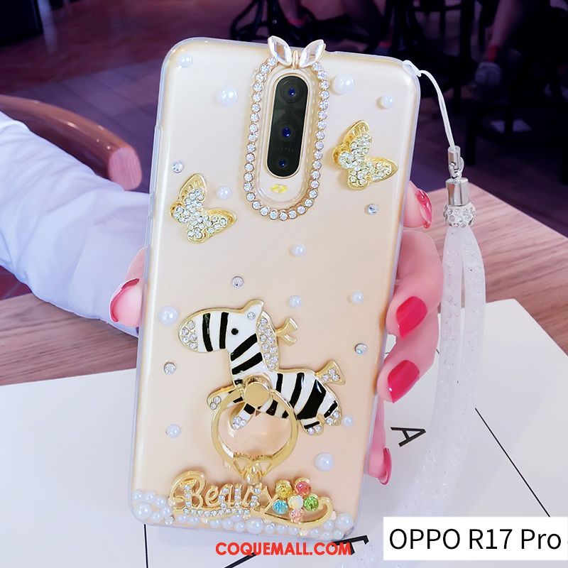 Étui Oppo R17 Pro Fluide Doux Tendance Ornements Suspendus, Coque Oppo R17 Pro Créatif Or