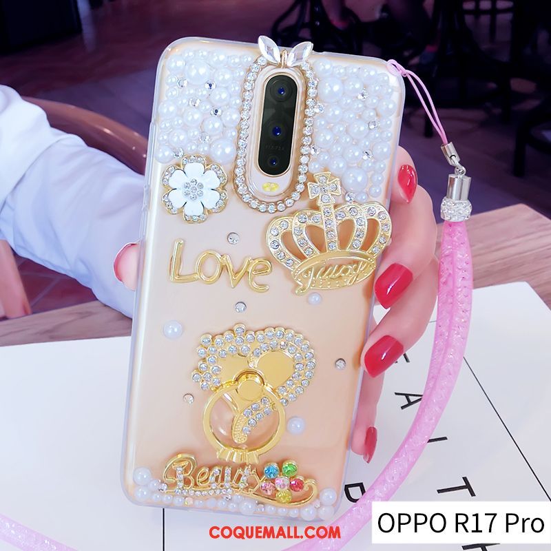 Étui Oppo R17 Pro Fluide Doux Tendance Ornements Suspendus, Coque Oppo R17 Pro Créatif Or