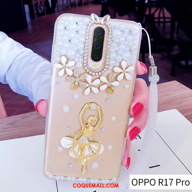 Étui Oppo R17 Pro Fluide Doux Tendance Ornements Suspendus, Coque Oppo R17 Pro Créatif Or