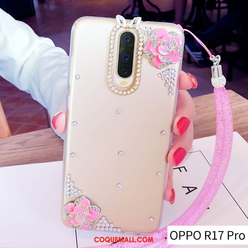 Étui Oppo R17 Pro Fluide Doux Tendance Ornements Suspendus, Coque Oppo R17 Pro Créatif Or