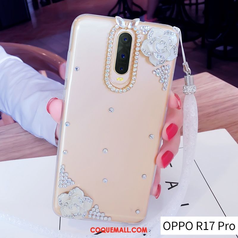 Étui Oppo R17 Pro Fluide Doux Tendance Ornements Suspendus, Coque Oppo R17 Pro Créatif Or