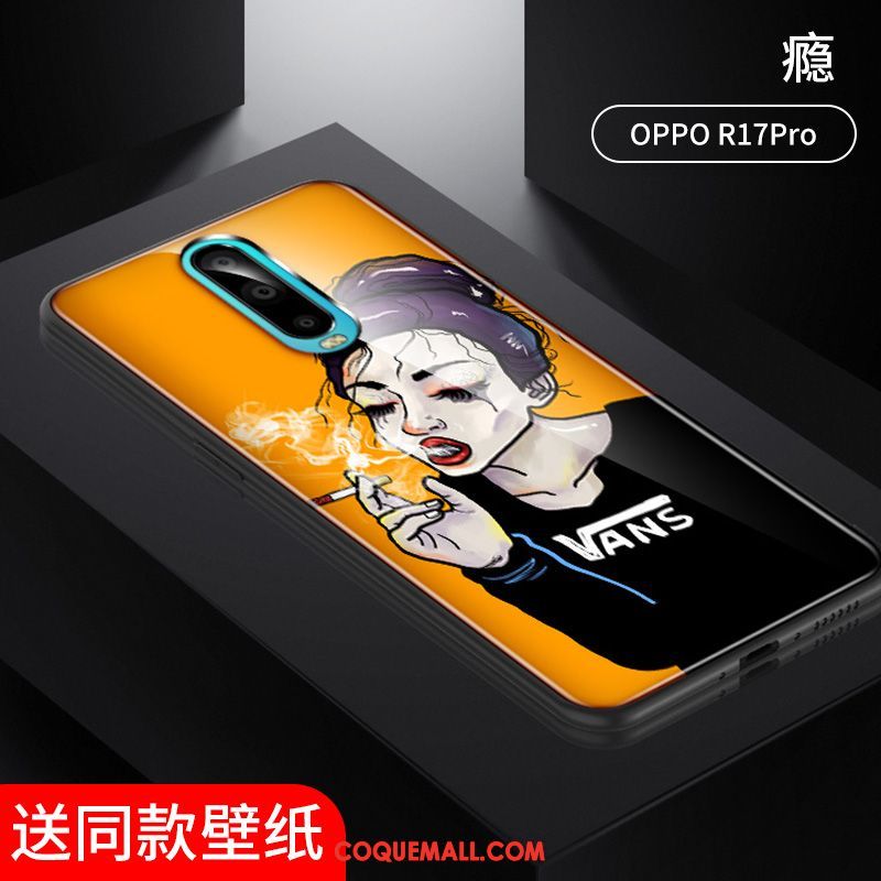 Étui Oppo R17 Pro Net Rouge Créatif Verre, Coque Oppo R17 Pro Silicone Vent