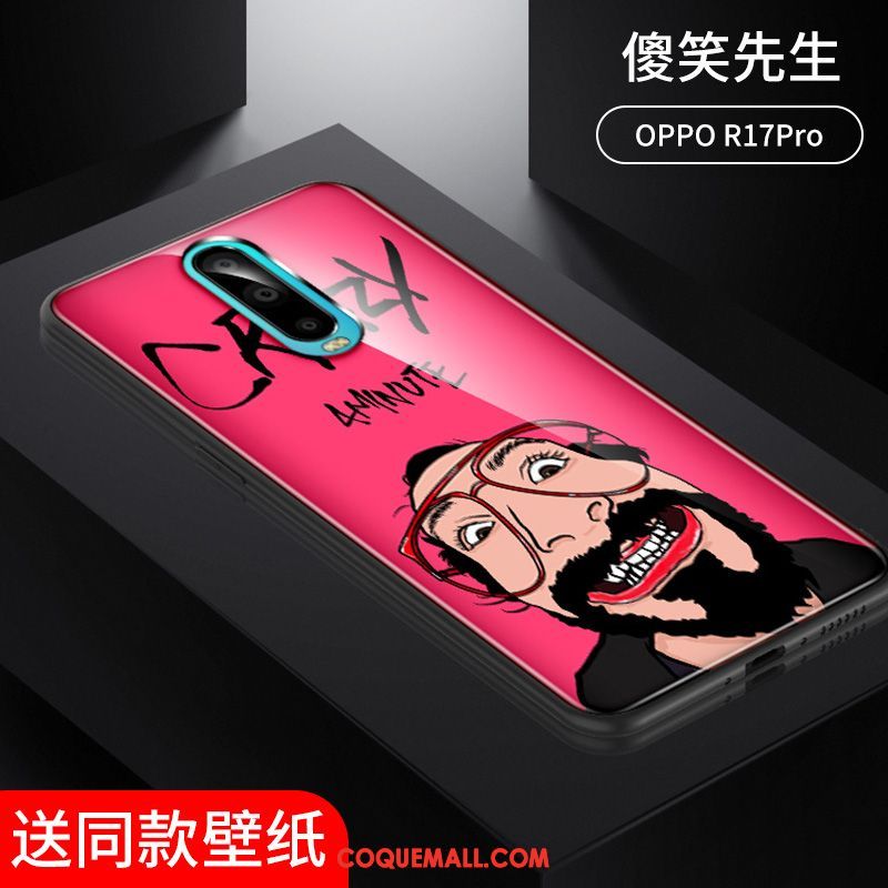 Étui Oppo R17 Pro Net Rouge Créatif Verre, Coque Oppo R17 Pro Silicone Vent