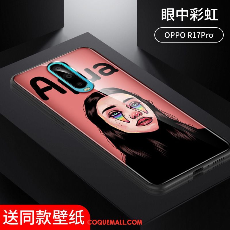 Étui Oppo R17 Pro Net Rouge Créatif Verre, Coque Oppo R17 Pro Silicone Vent