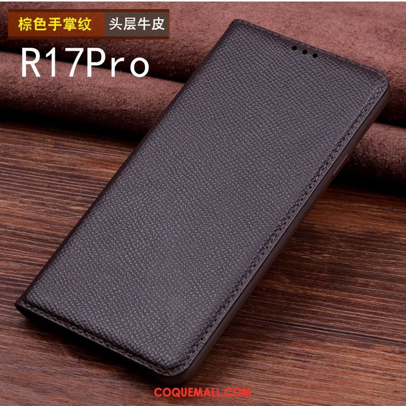 Étui Oppo R17 Pro Personnalisé Protection Étui En Cuir, Coque Oppo R17 Pro Bovins Incassable Braun