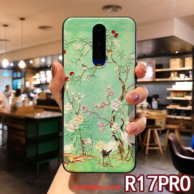 Étui Oppo R17 Pro Téléphone Portable Gaufrage Incassable, Coque Oppo R17 Pro Protection Marque De Tendance