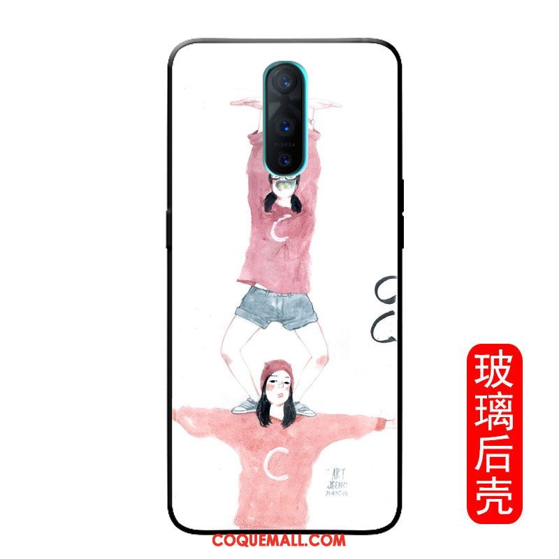 Étui Oppo R17 Pro Verre Blanc Miroir, Coque Oppo R17 Pro Marque De Tendance Téléphone Portable