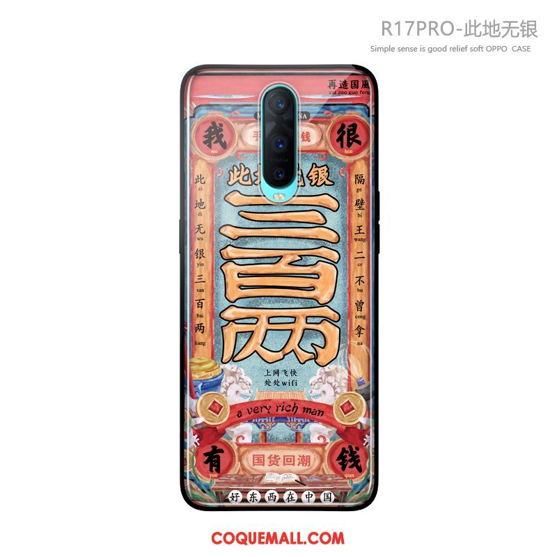 Étui Oppo R17 Pro Verre Silicone Personnalité, Coque Oppo R17 Pro Style Chinois Net Rouge